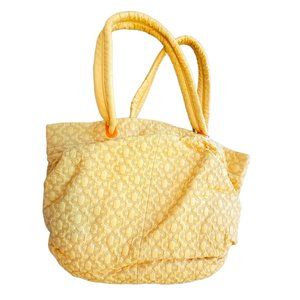ORYANY Yellow Quilted Fabric Tote Handbag with Leather Accents DH554